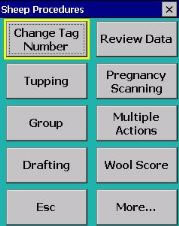 Sheep Procedures screen